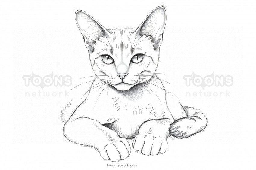 A Pencil line Sketching of a Cat, Cat Drawing Ideas #6