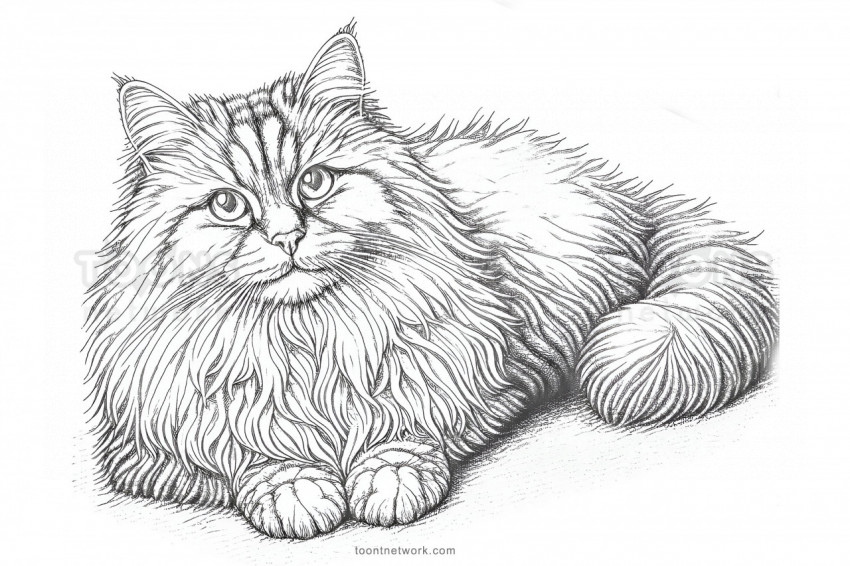 Realistic Persian Cat Drawing, Cat Drawing Ideas #8