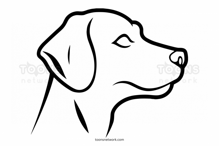 Clip Art style Pencil line Drawing of a Dog Side Face, Dog Drawing Ideas #4