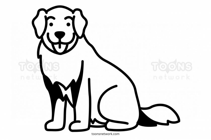 Clip Art style easy Pencil Line Drawing of a Sitting Dog, Dog Drawing Ideas #12