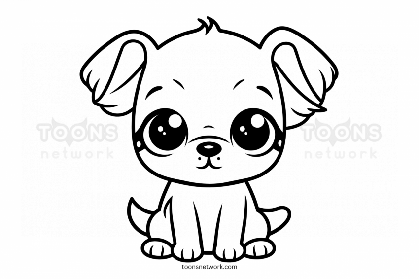 Clip Art style Pencil line Drawing of a Puppy, Dog Drawing Ideas #15