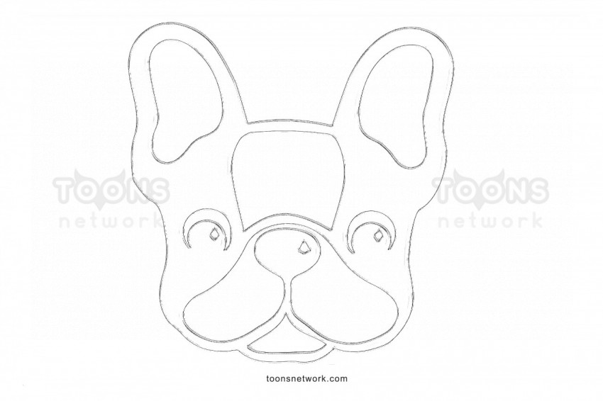 Pencil Line Drawing of a French Bulldog Face for Kids, Dog Drawing Ideas #49