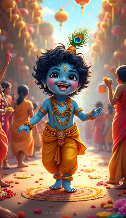 Little Krishna in Janmashtami Festival, Download Krishna Wallpaper #3