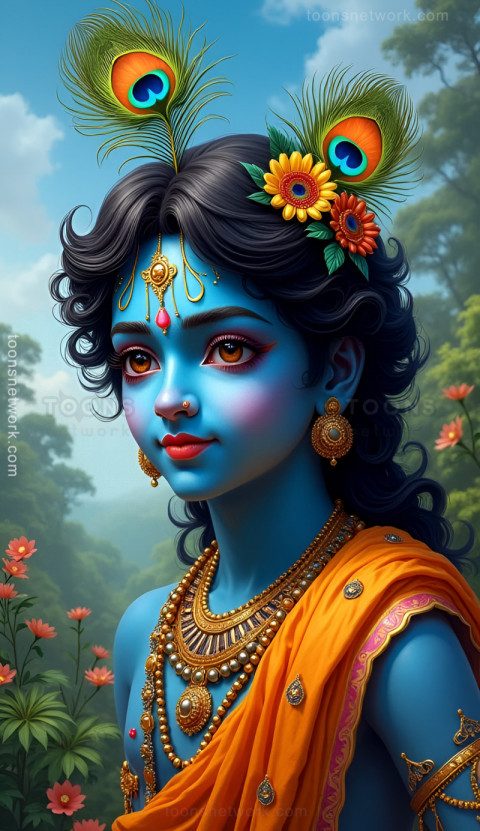 Beautiful Krishna with Enchanting Face, Download Krishna Wallpaper #5