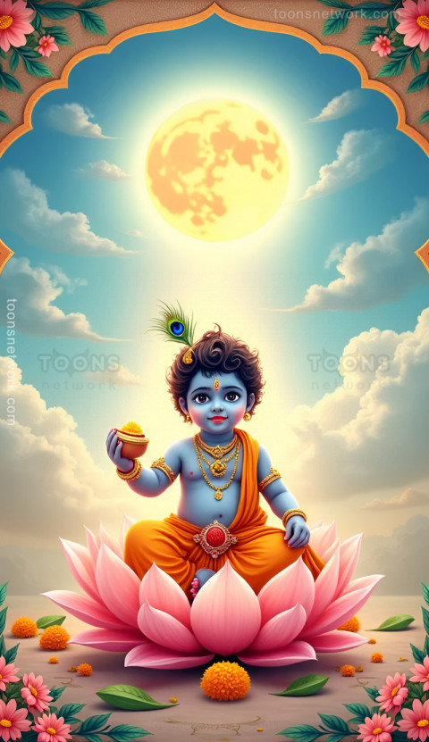 Little Krishna in the Heaven, Download Krishna Wallpaper #21