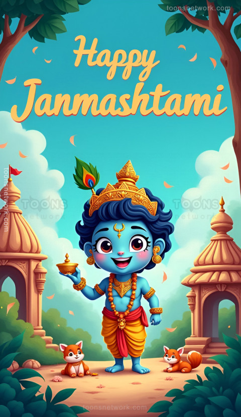 Little Krishna and Happy Janmashtami, Download Krishna Wallpaper #34