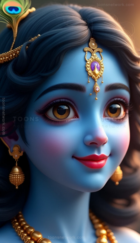 Close Up Image of Lord Krishna's Divine Face, Download Krishna Wallpaper #40