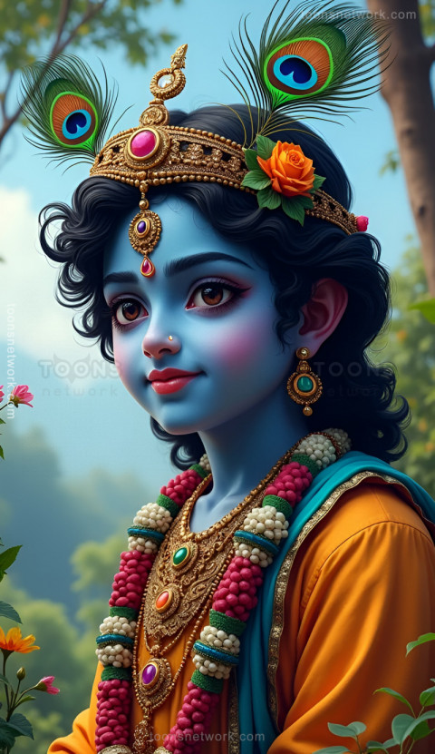 Close Up Image of Little Krishna's Divine Face, Download Krishna Wallpaper #42