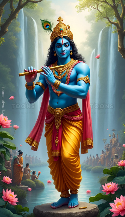 Shree Krishna plays his Flute, Download Krishna Wallpaper #58