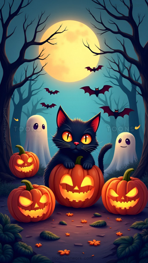 Halloween Cat, Pumpkin, Download Halloween Wallpaper #1