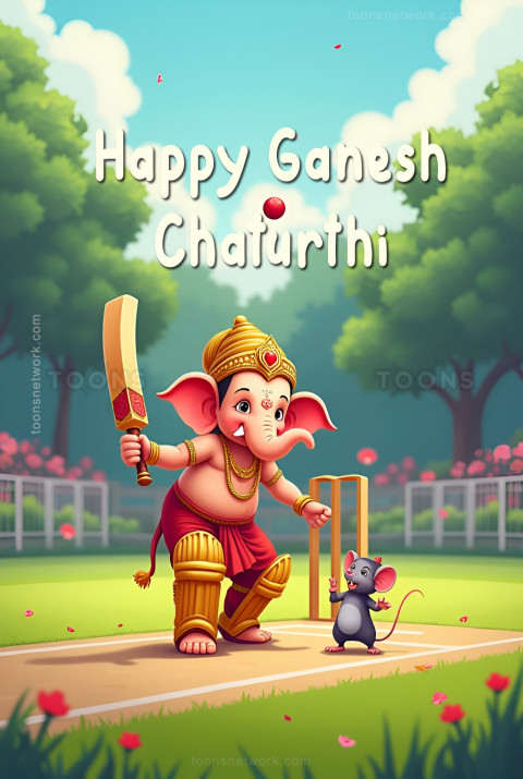 Little Ganesh is Playing Cricket, Download Ganesh Images #9