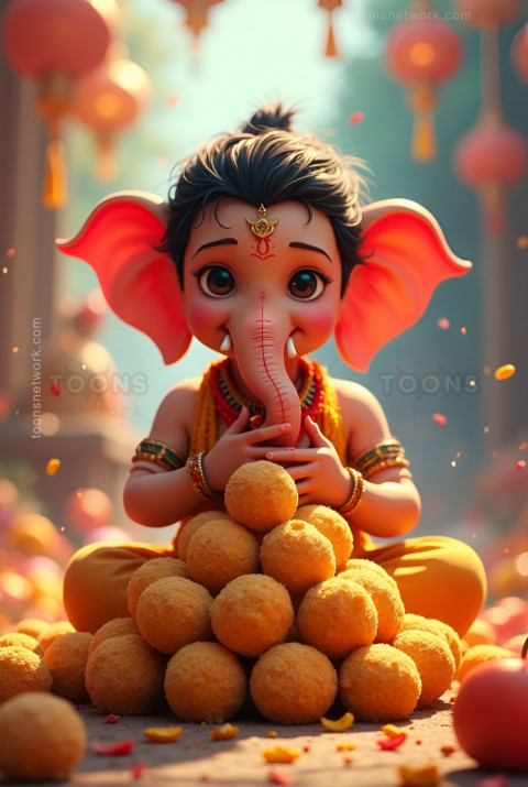 Cute Ganesh Happily Eating Laddus, Download Ganesh Images #11