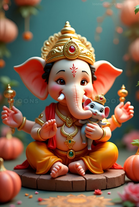 3d little Ganesha with Mushak, Download Ganesh Images #18