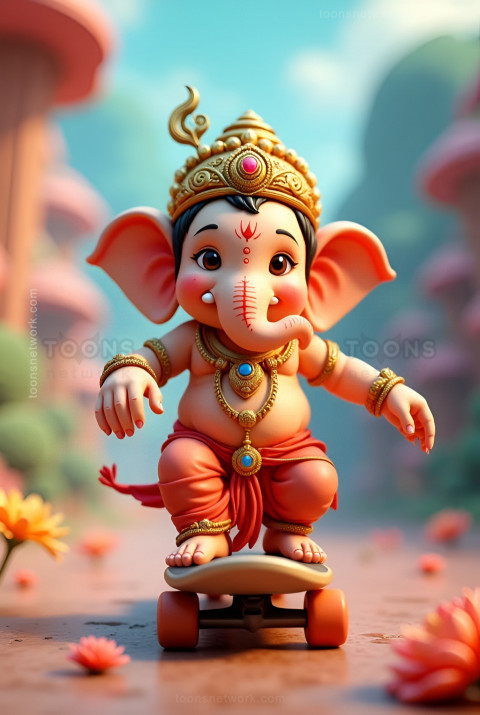 Little Ganesh is riding a Skateboard, Download Ganesh Images #21