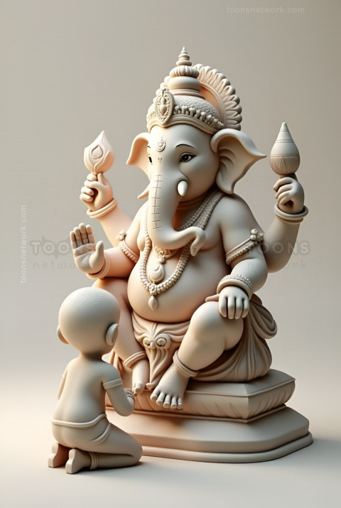 3d style Little Ganesha and a Boy, Download Ganesh Images #22