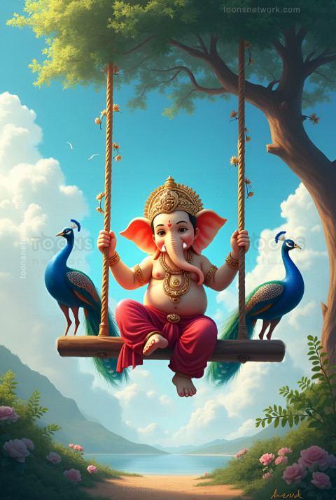 Little Ganesha is on Swing, Download Ganesh Images #28