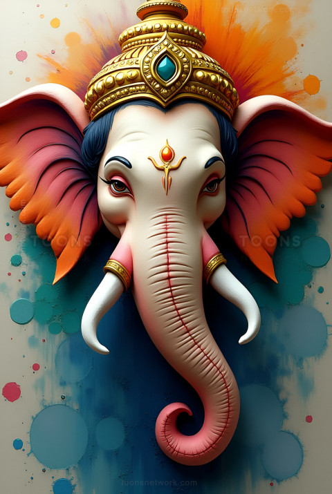 Colorful 3d Lord Ganesha Face Portrait, Download Ganesh Images #39