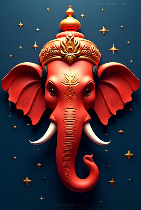 3d Lord Ganesha Face Portrait in Red color, Download Ganesh Images #40