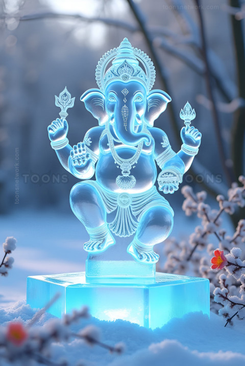 3D Ganesh Portrait made of Glass, Download Ganesh Images #42