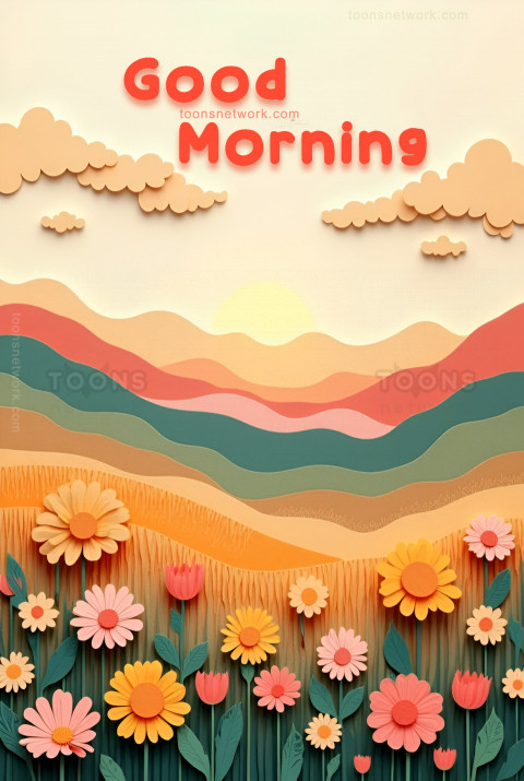 Colorful Morning Landscape and Kelsang Flowers, Download Good Morning Images #15