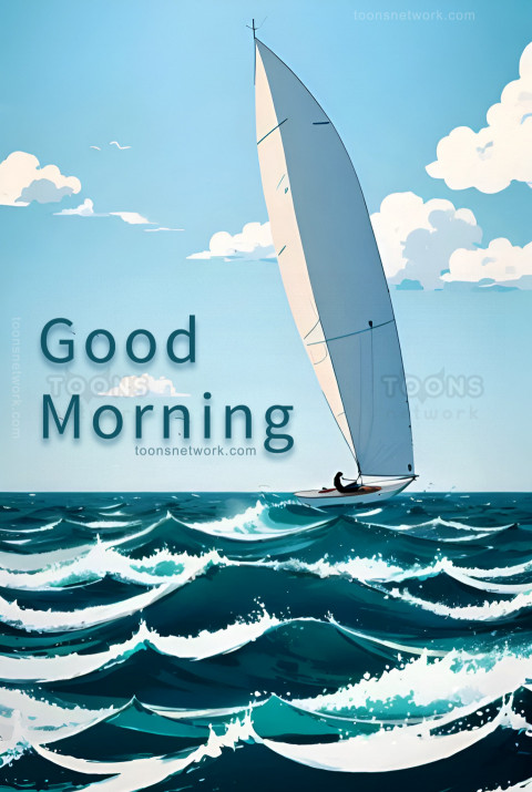 A Man in a Boat on the Ocean, Download Good Morning Images #32