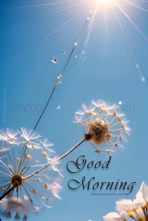 Dandelion Puff Floating in the Air, Download Good Morning Images #34