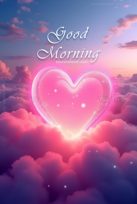 Pink Heart in Cloudy Sky, Download Good Morning Images #37