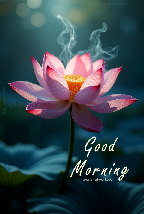 Realistic Pink Lotus in the Morning, Download Good Morning Images #39