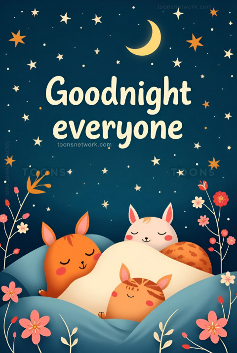 Goodnight Flyer Card, Moon, Stars, Cats, Download Good Night Images #2