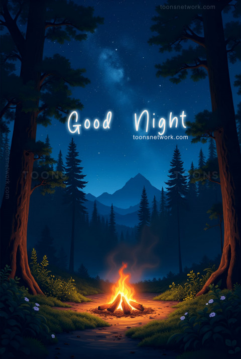 Summer Night in a Forest, and Campfire, Download Good Night Images #5