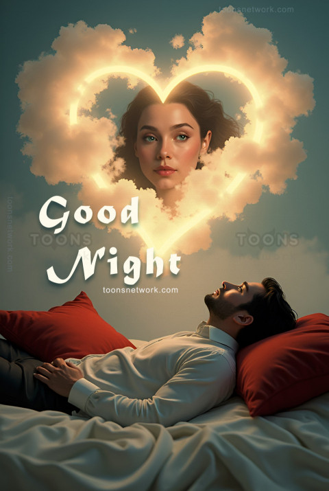 A Man Sleeps and Watches his Girlfriend in Clouds, Download Good Night Images #6