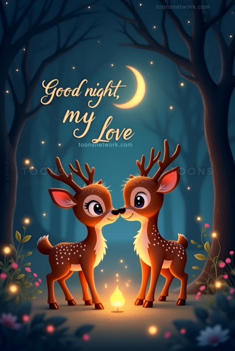 Two Cartoon Deer, Love, Download Good Night Images #18