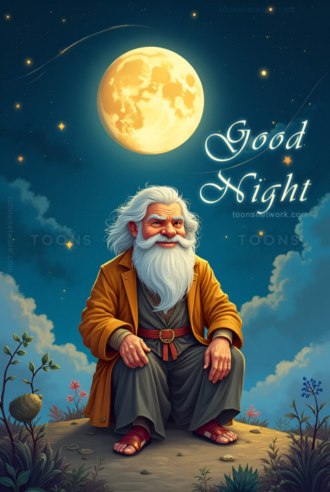 Full Moon Night and an Old Man, Download Good Night Images #37