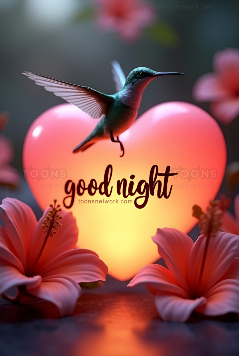 A Hummingbird, Glowing Heart, and Good Night Wishes, Download Good Night Images #42