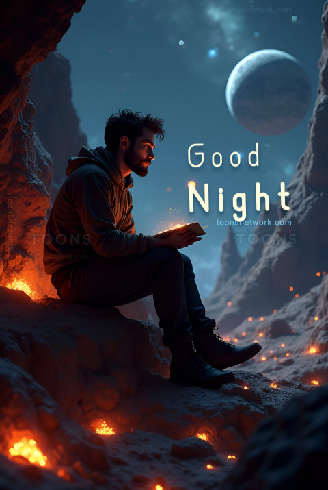 A Man Sitting in the Asteroid Belt at Night, Download Good Night Images #49