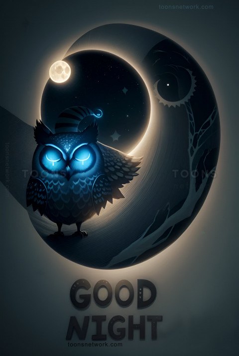 Good Night Wish Message, Moon, Owl, Download Good Night Images #51