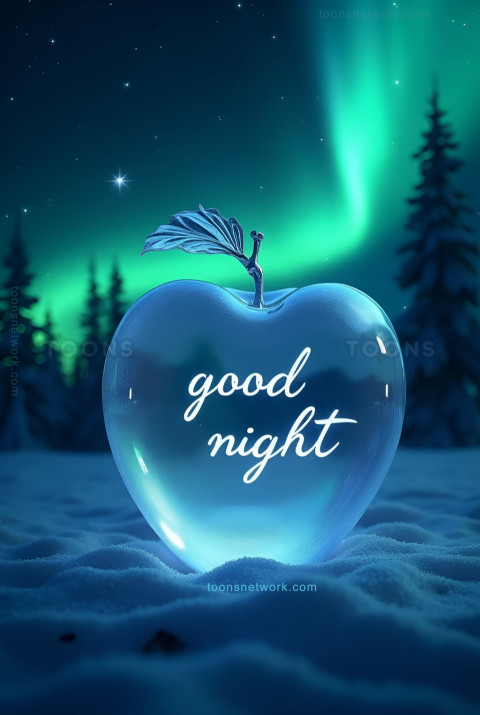 Northern Lights Glow and a Crystal Apple, Download Good Night Images #52