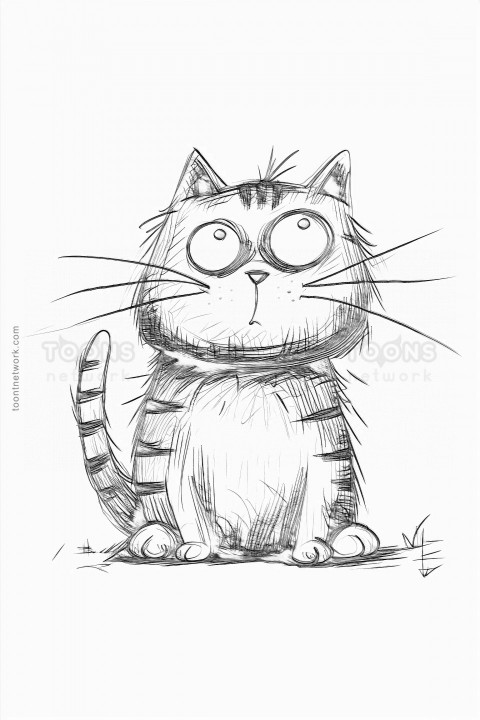 Cartoon Cat Drawing HB 2B #1