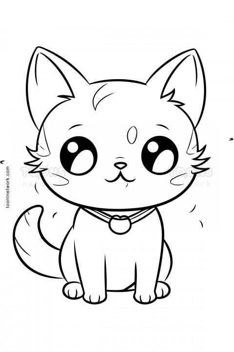 Clip Art style Pencil Drawing of a Cute Cat, Cat Drawing Ideas #12