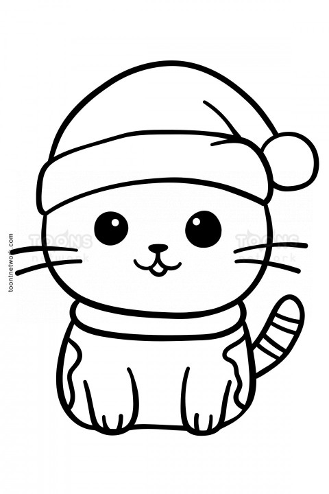 Pencil Drawing of a Cute Cat with Cap, Cat Drawing Ideas #19