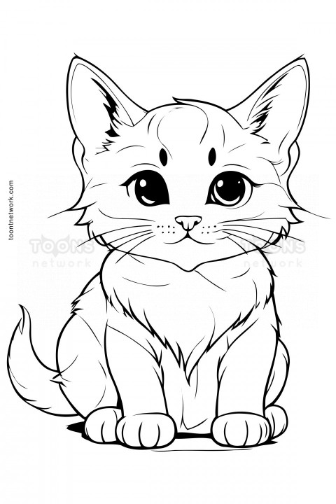 Clip Art style easy Cat drawing for kids, Cat Drawing Ideas #24