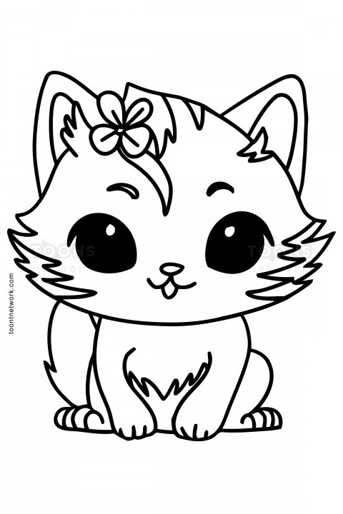 Clip Art style easy Pencil line Drawing of a cute Cat, Cat Drawing Ideas #25