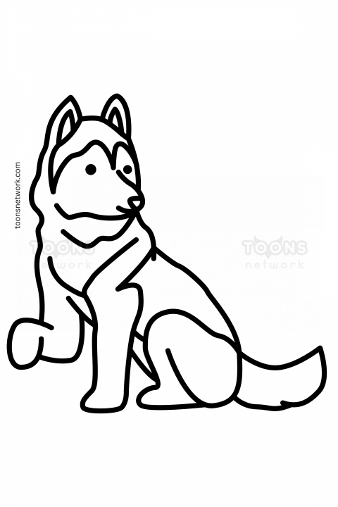 Very Easy Pencil Line Drawing of a Husky Dog, Dog Drawing Ideas #14