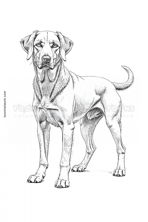 Realistic Pencil Line Drawing of a Dog, Dog Drawing Ideas #16