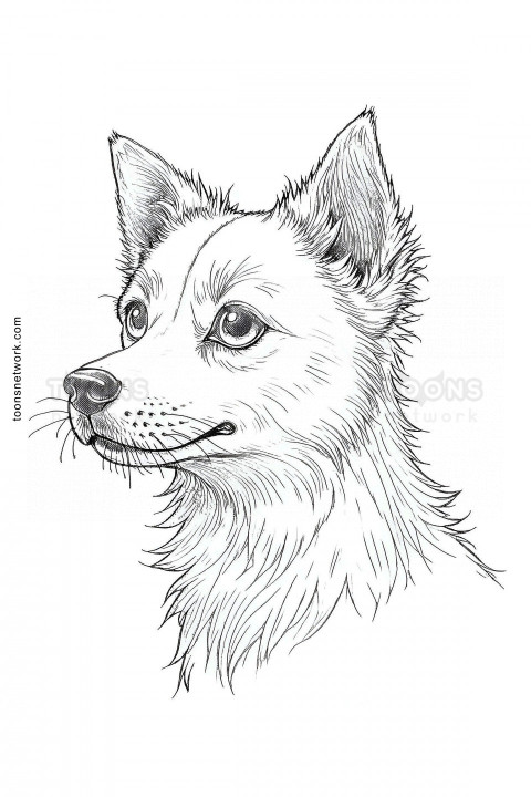 Realistic Pencil Line Drawing of a Dog Face, Close Up, Dog Drawing Ideas #19