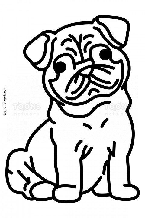 Easy Drawing of a Sitting Pug Dog, Dog Drawing Ideas #24