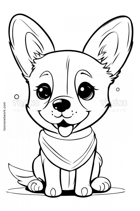 Line Drawing of a Sitting Cute Dog for Kids, Dog Drawing Ideas #44