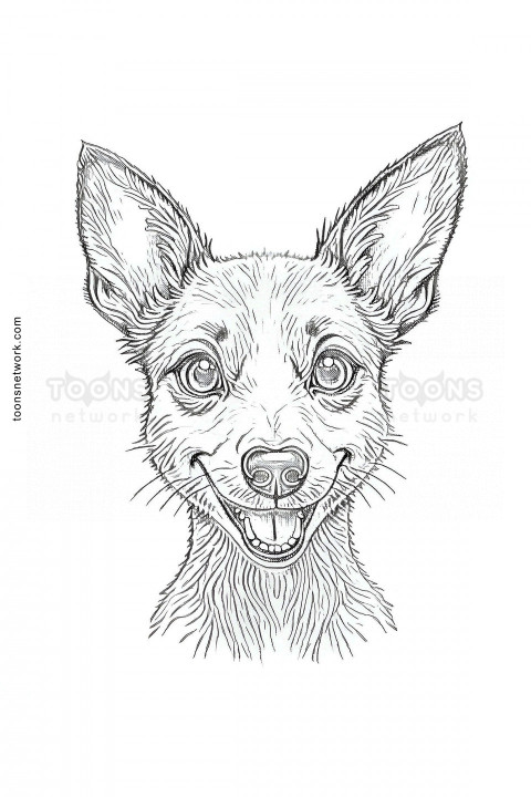 Pencil Line Drawing of a Rat Terrier Dog Face, Dog Drawing Ideas #53