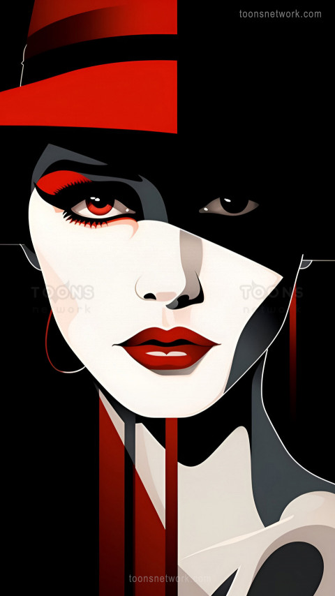 Free Abstract Woman Wallpaper in Red and Black #3