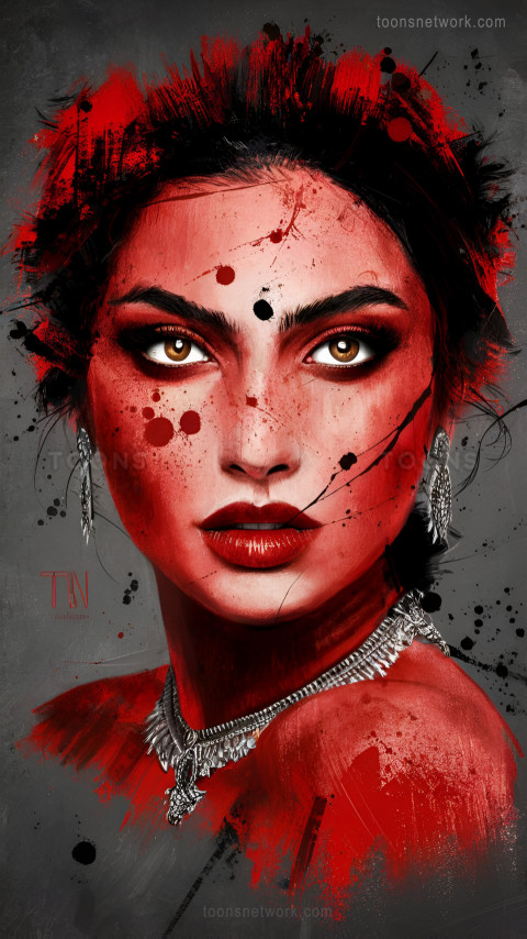 Abstract Red & Black Classic Indian Woman Wallpaper #14